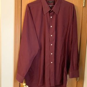 COVINGTON BURGUNDY MENS LONG SLEEVE DRESS SHIRT 18 / 18.5 36-37 XXL / BBG
